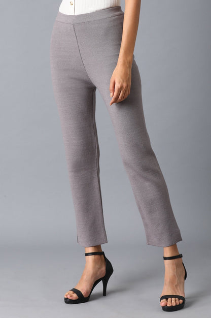 W for Woman Grey Solid Slim Pants
