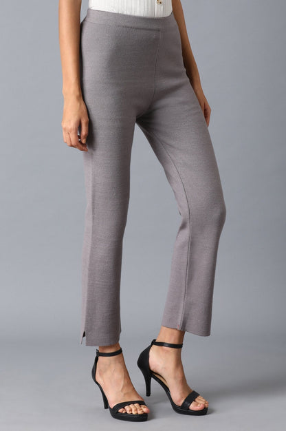 W for Woman Grey Solid Slim Pants