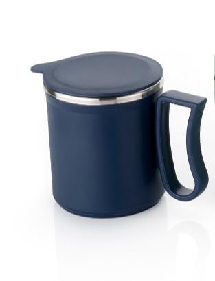 Insulated Coffee Mug with Lid - Double Wall Stainless Steel - Navy Blue - 300 ml Capacity