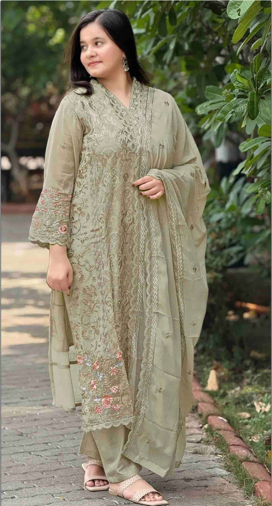 Anaita Green Fox Georgette Suit with Embroidery & Sequence Work
