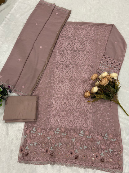 Anaita Lavender Fox Georgette Suit with Embroidery & Sequence Work