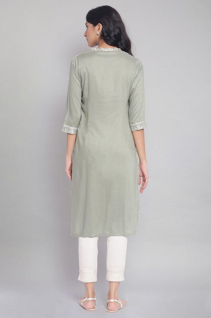 W for Woman Sage Green Dobby kurta