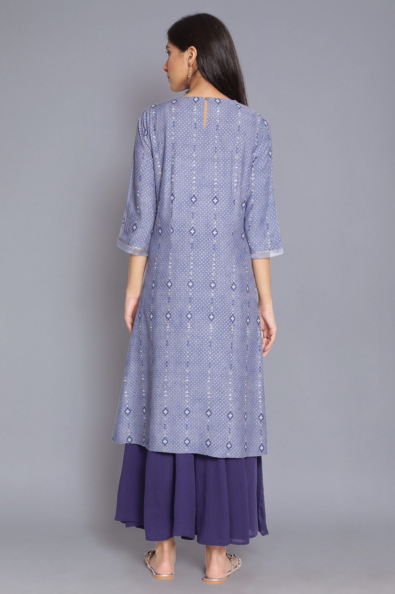 W for Woman Blue A-line kurta with Embroidery