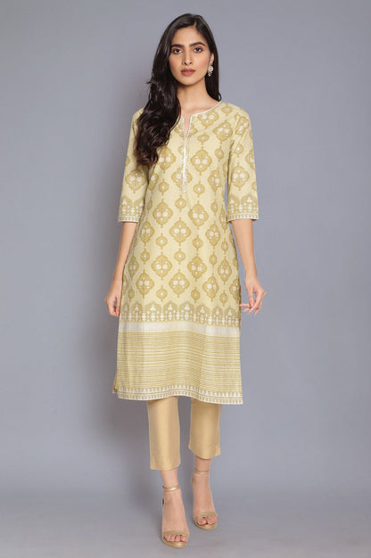 W for Woman Minion Yellow Zari Embroidered kurta