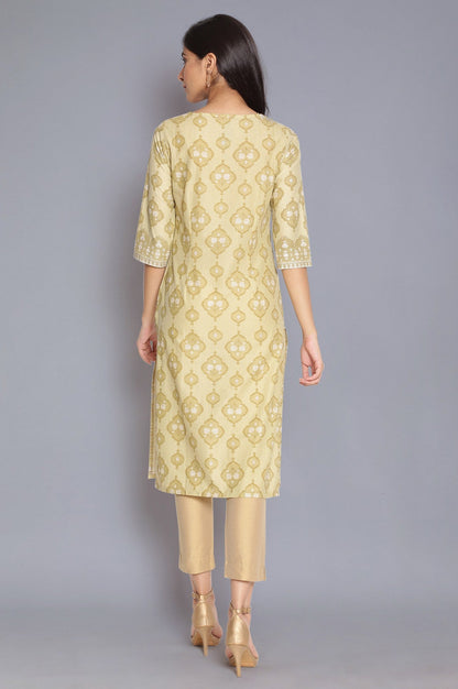 W for Woman Minion Yellow Zari Embroidered kurta