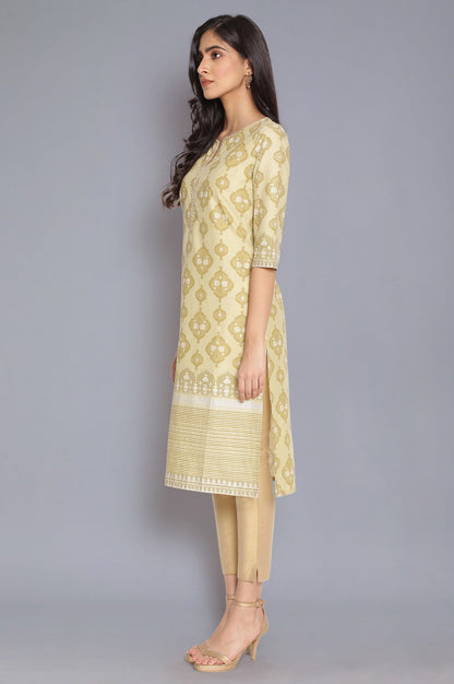 W for Woman Minion Yellow Zari Embroidered kurta