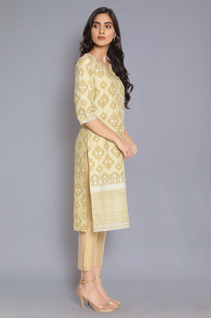 W for Woman Minion Yellow Zari Embroidered kurta