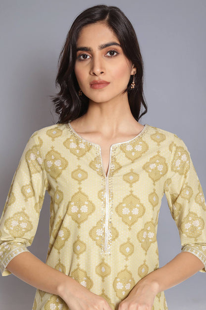 W for Woman Minion Yellow Zari Embroidered kurta