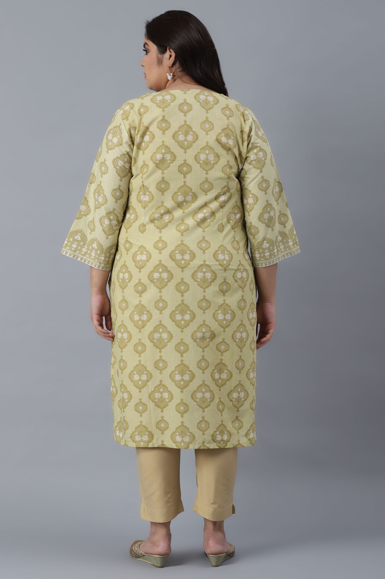 W for Woman Minion Yellow Zari Embroidered kurta