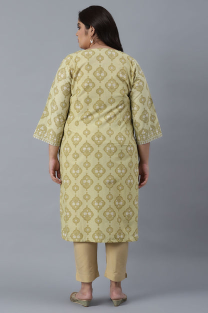 W for Woman Minion Yellow Zari Embroidered kurta