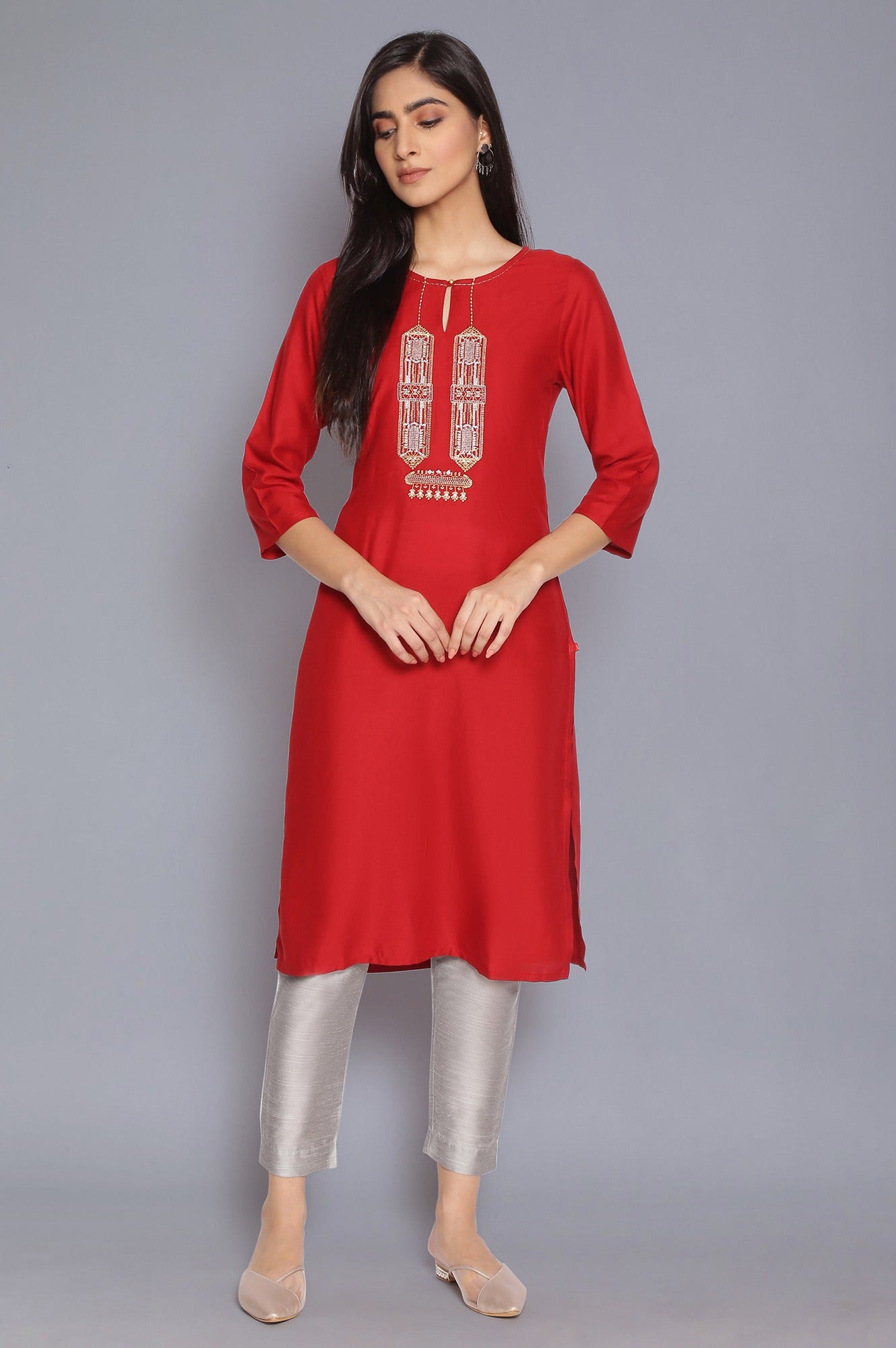 W for Woman Rich Red Light Festive kurta