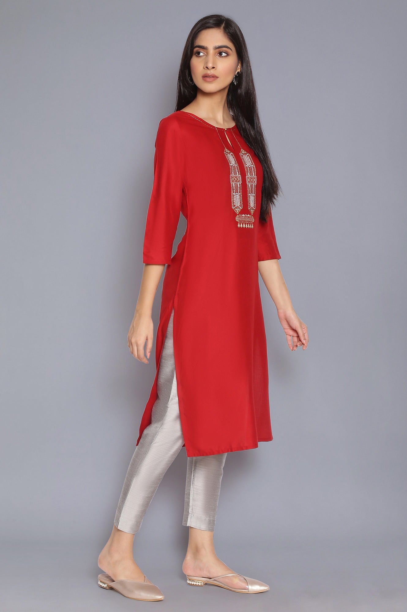 W for Woman Rich Red Light Festive kurta