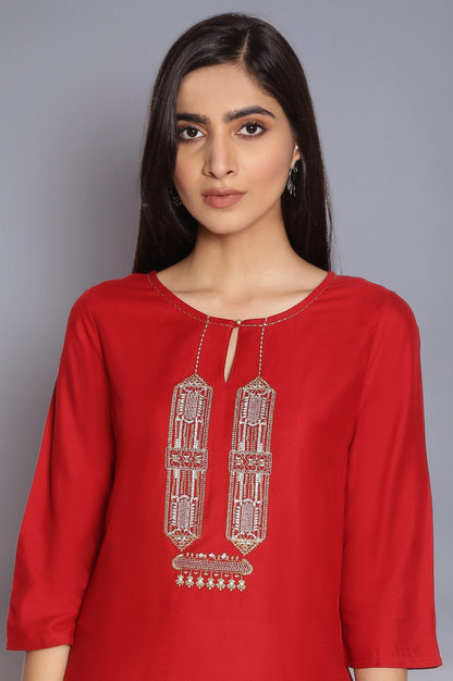 W for Woman Rich Red Light Festive kurta