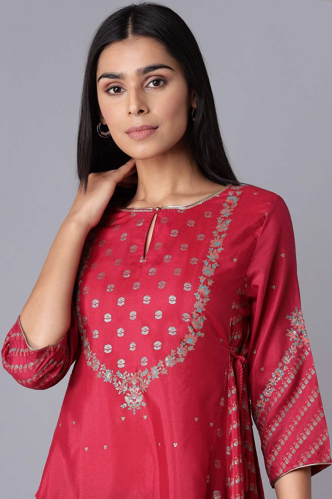 W for Woman Persian Red Embroidered kurta
