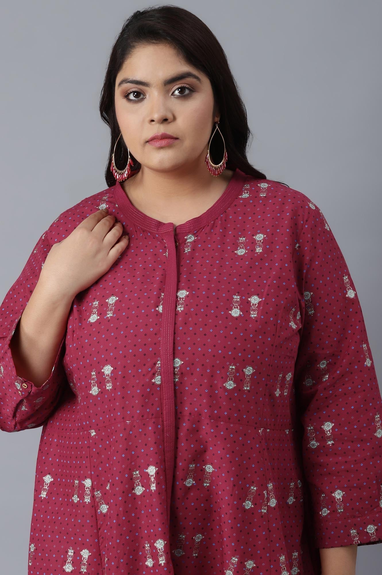 W for Woman Persian Red All-Over Print kurta