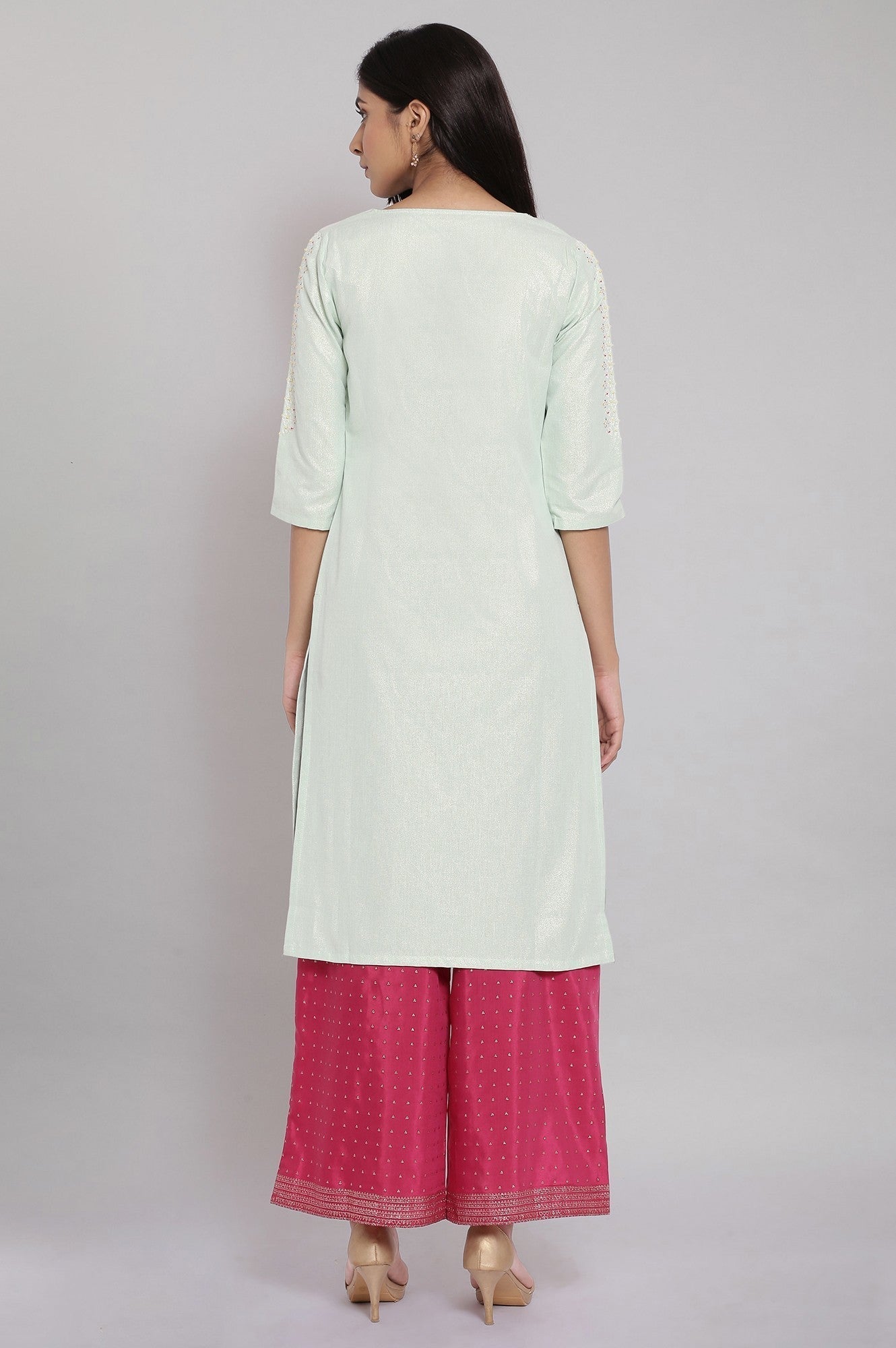 W for Woman Light Green Shimmery kurta