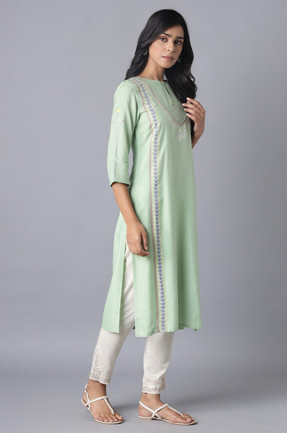 W for Woman Mint Green Printed kurta