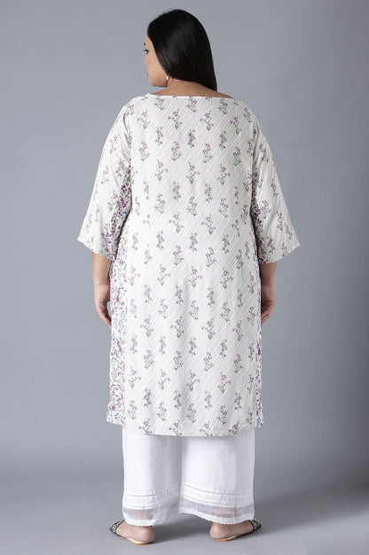 W for Woman Ecru Print Blocking Panelled kurta
