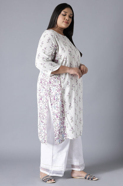 W for Woman Ecru Print Blocking Panelled kurta
