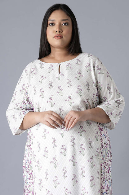 W for Woman Ecru Print Blocking Panelled kurta
