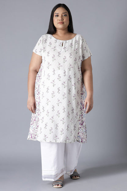 W for Woman Ecru Print Blocking Panelled kurta