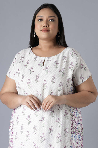 W for Woman Ecru Print Blocking Panelled kurta