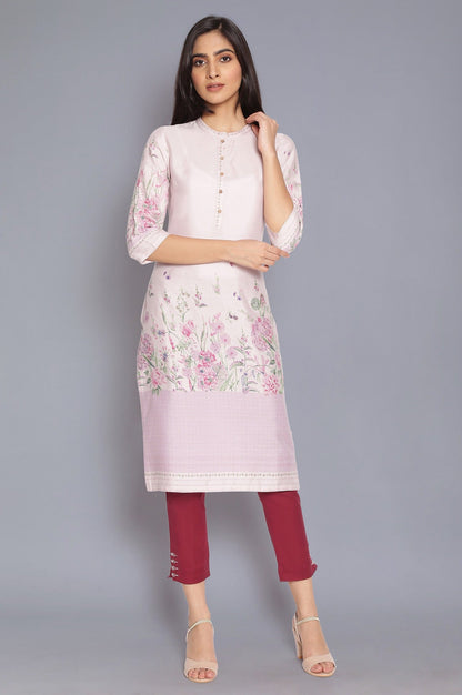 W for Woman Light Pink Placement Print kurta