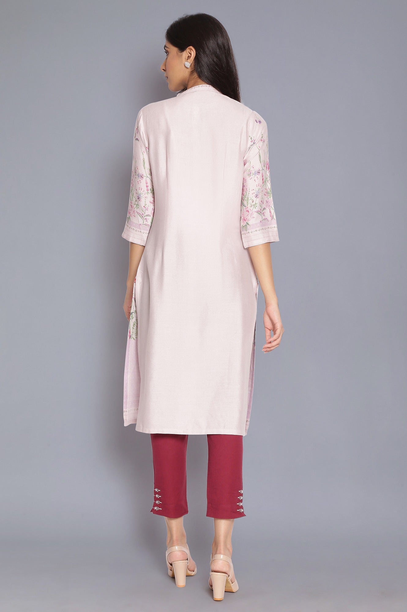 W for Woman Light Pink Placement Print kurta