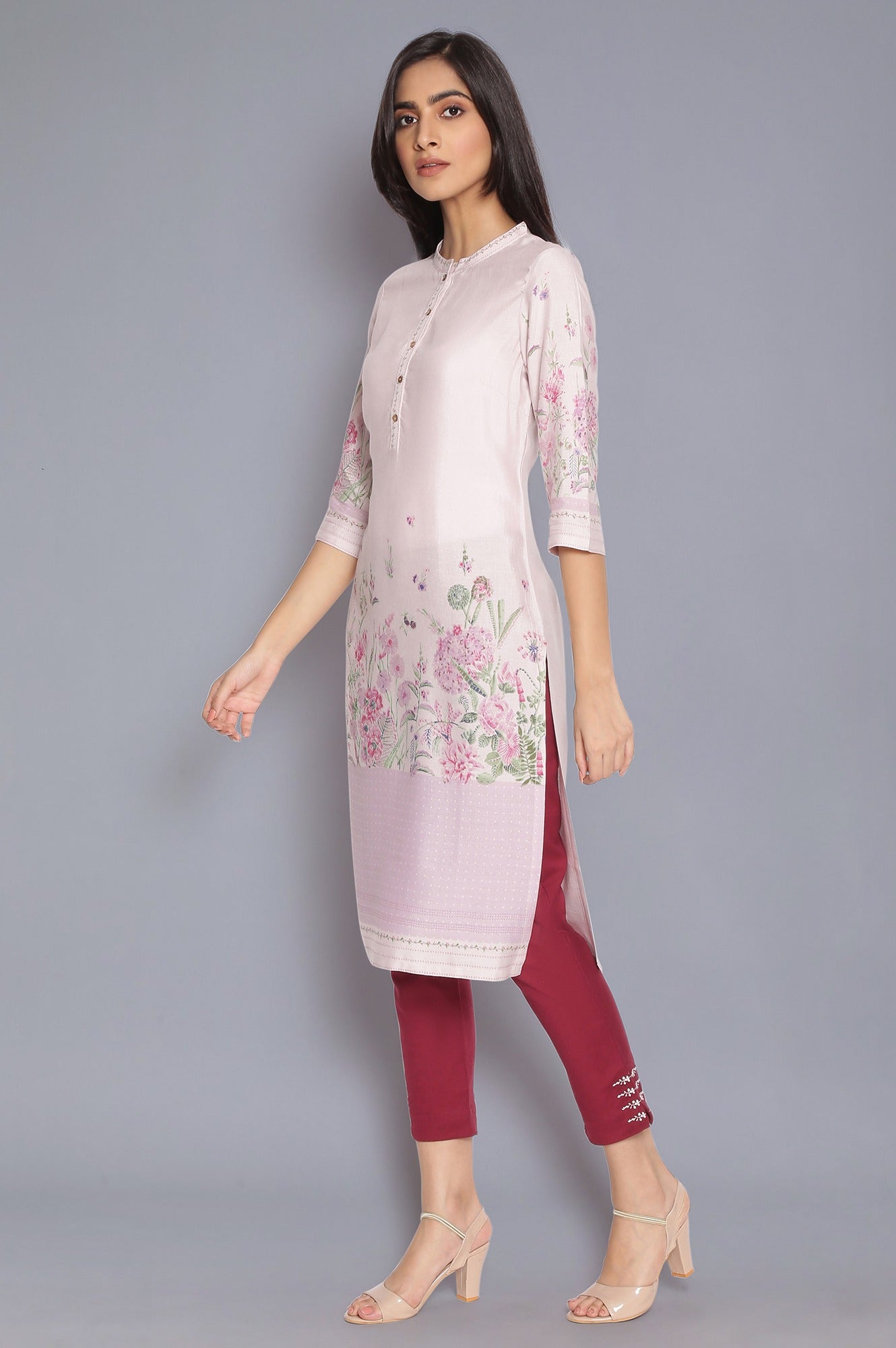 W for Woman Light Pink Placement Print kurta