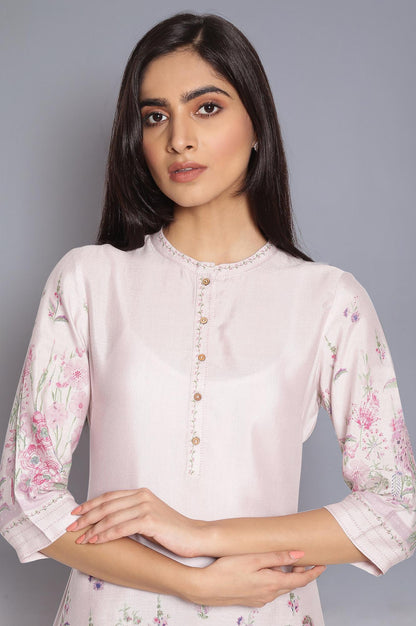 W for Woman Light Pink Placement Print kurta