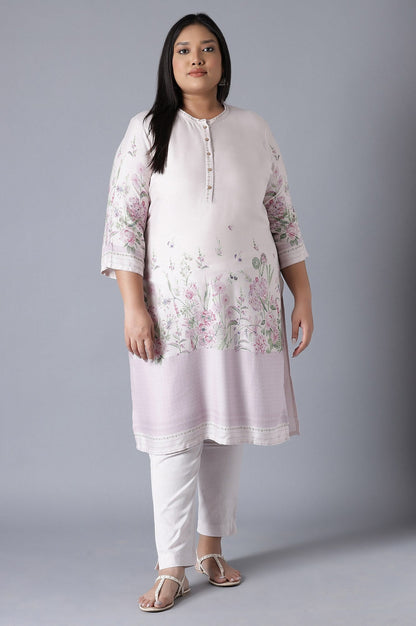 W for Woman Light Pink Placement Print kurta
