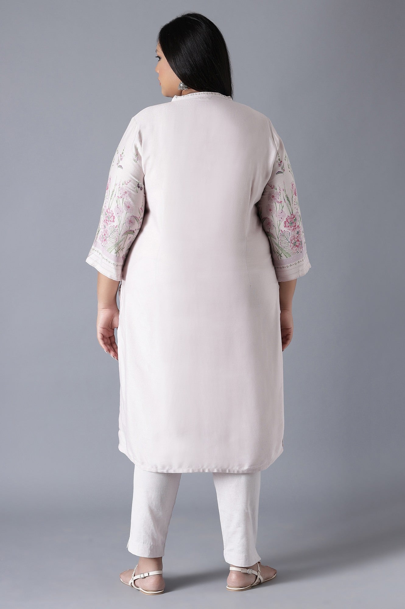 W for Woman Light Pink Placement Print kurta