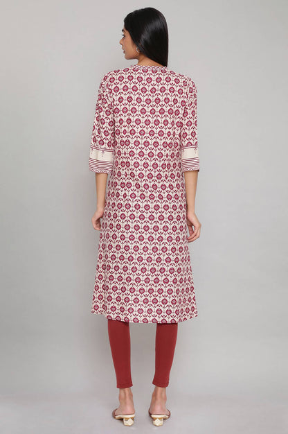 W for Woman Maroon Printed Full Placket kurta
