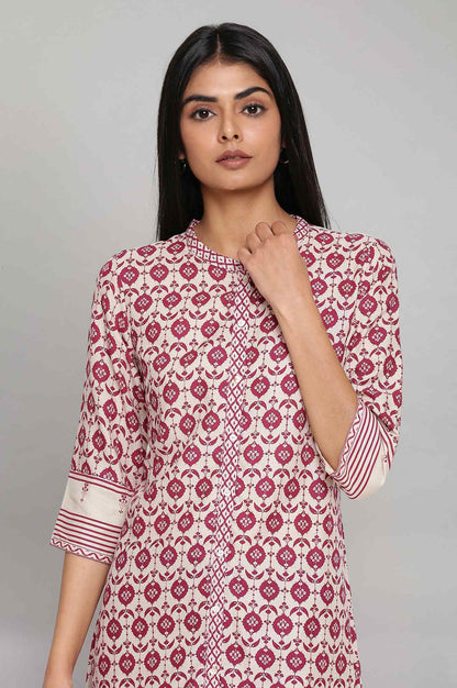 W for Woman Maroon Printed Full Placket kurta