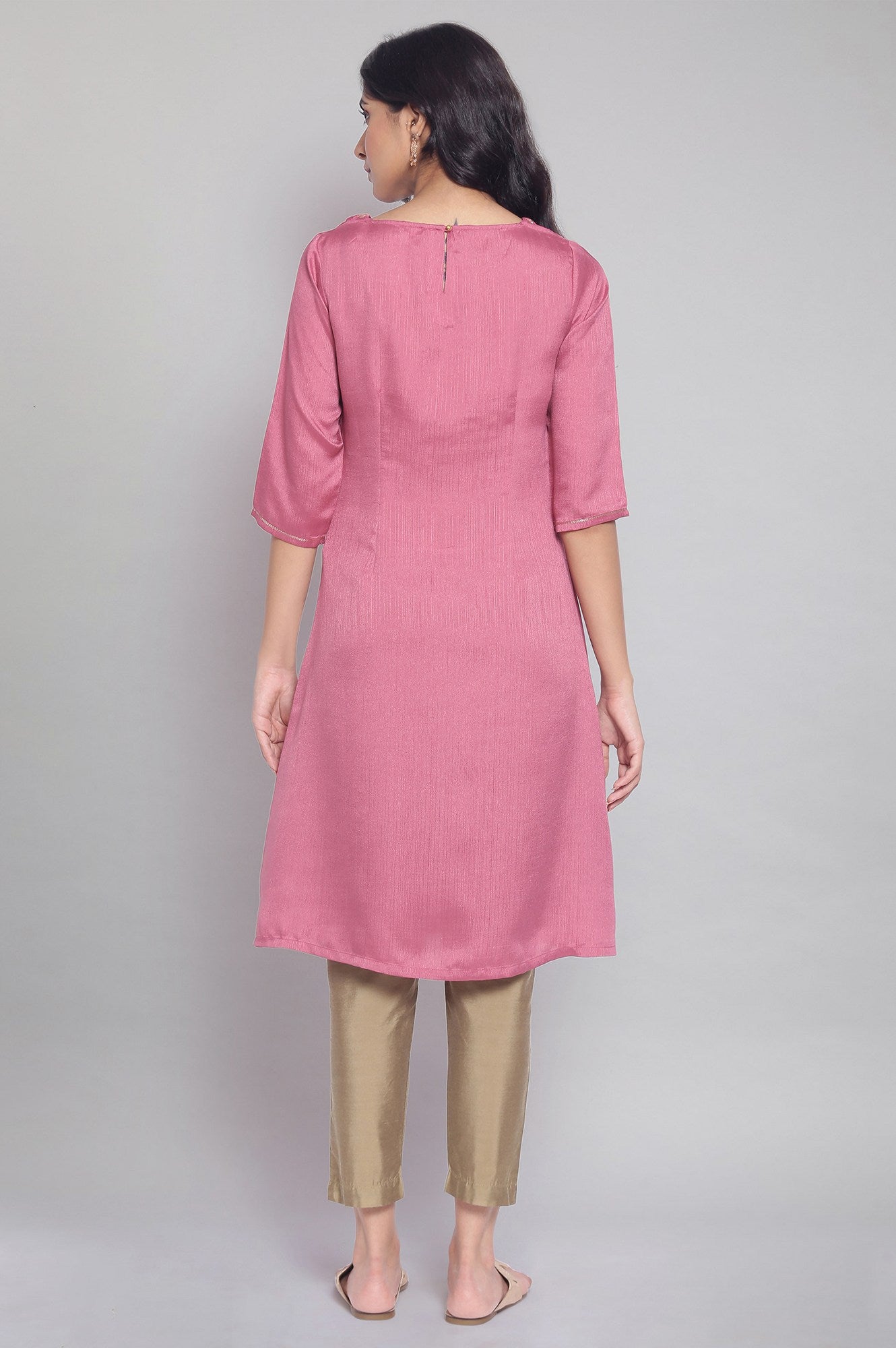 W for Woman Rose Pink A-line kurta