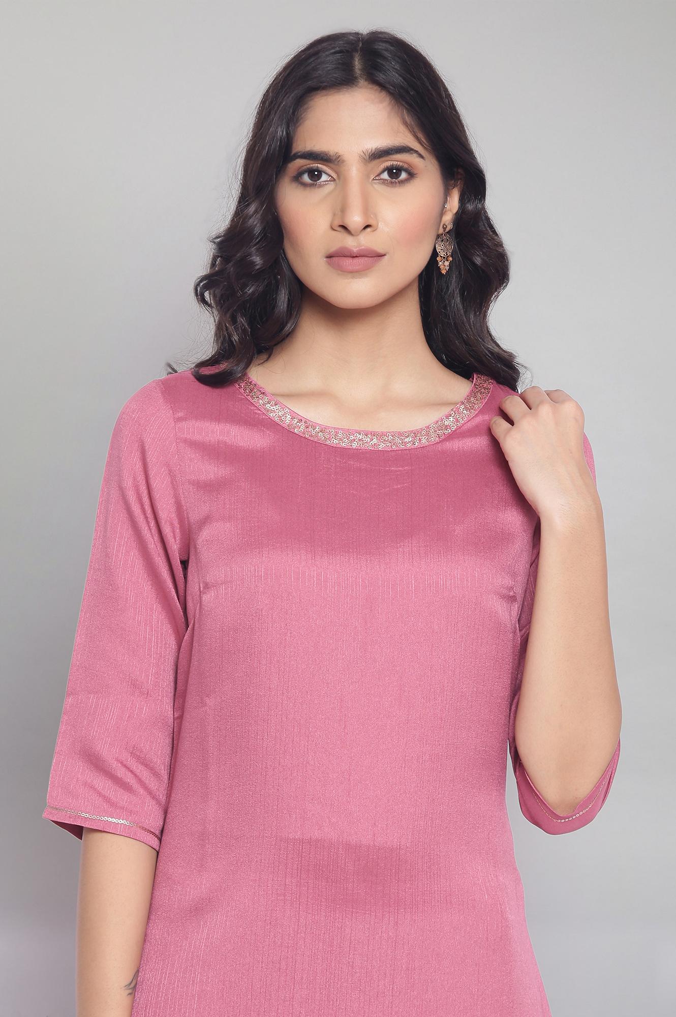 W for Woman Rose Pink A-line kurta
