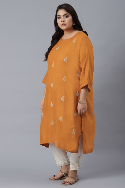 W for Woman Orange kurta with Buti Embroidery