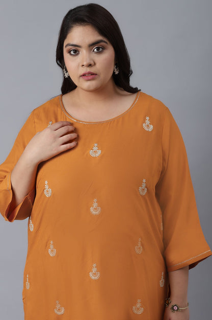 W for Woman Orange kurta with Buti Embroidery