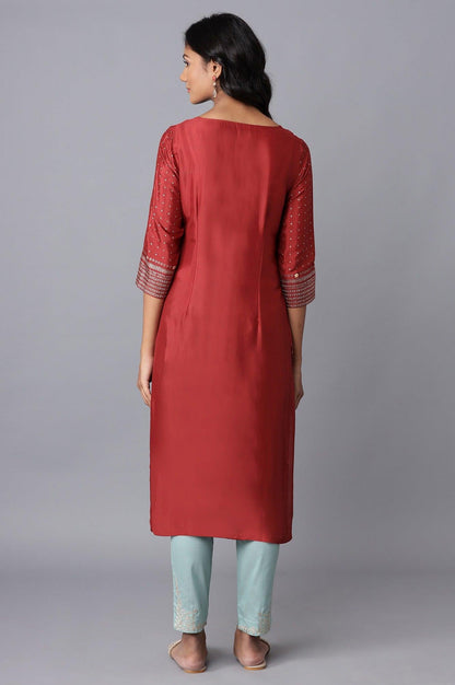 W for Woman Rust Red Floral Print kurta