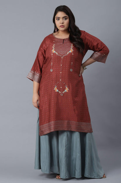 W for Woman Rust Red Floral Print kurta