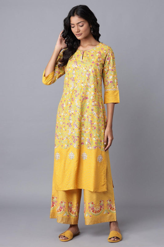 W for Woman Yellow Panelled kurta