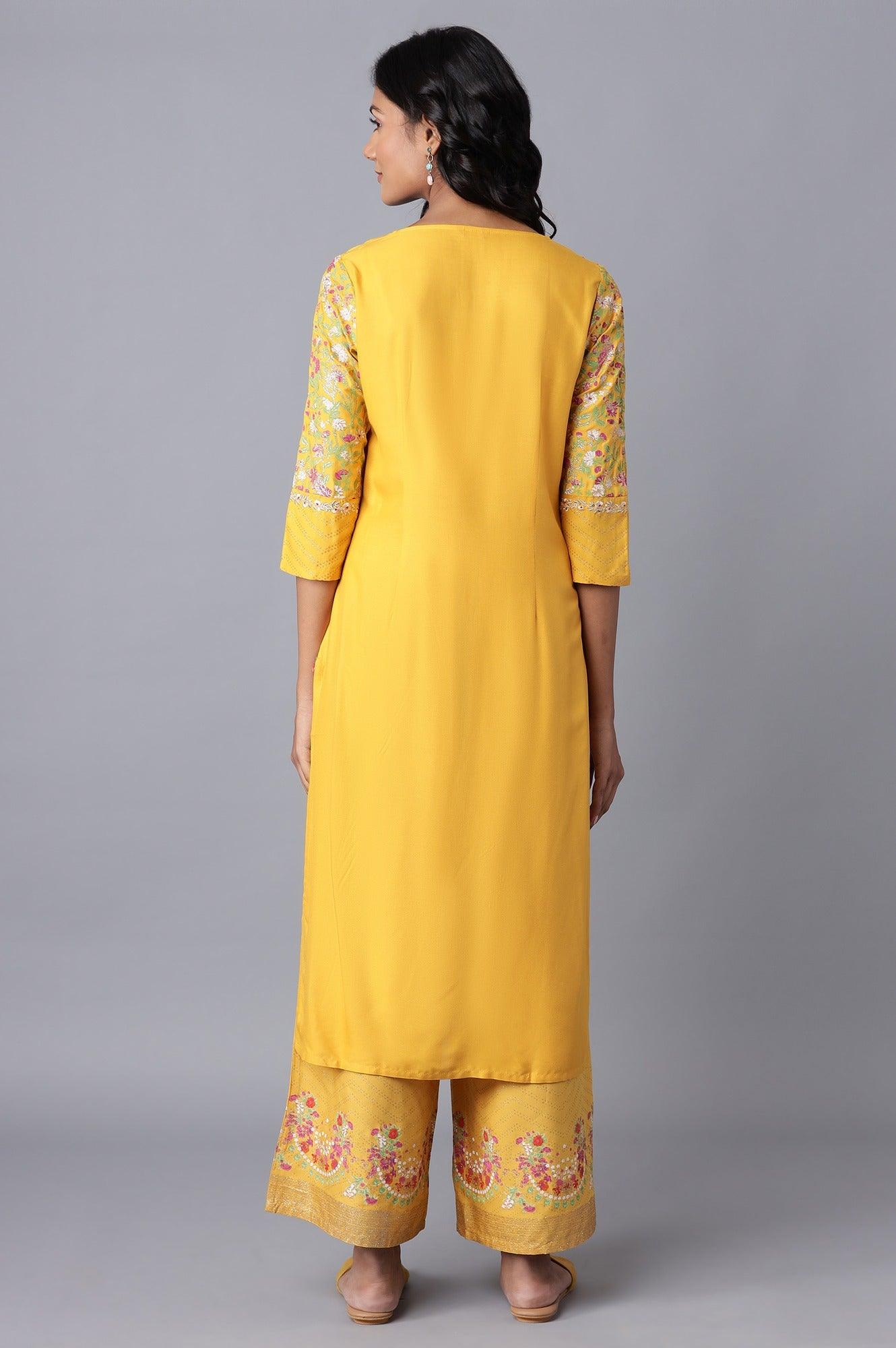 W for Woman Yellow Panelled kurta
