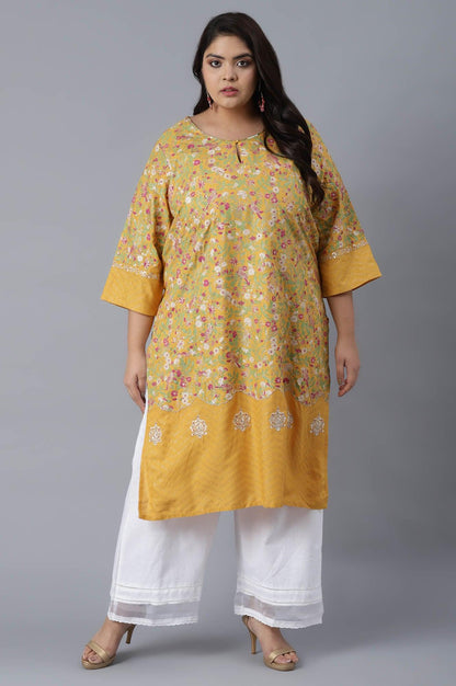 W for Woman Yellow Panelled kurta