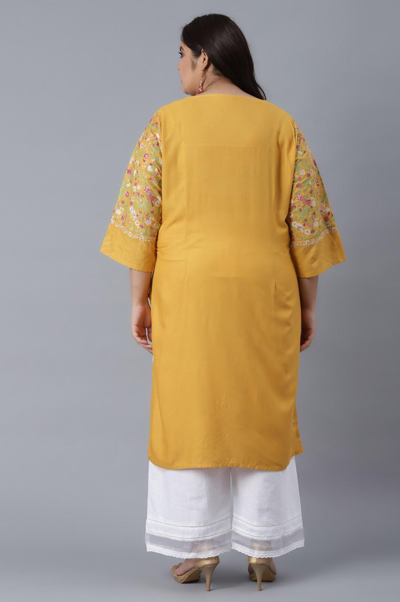W for Woman Yellow Panelled kurta