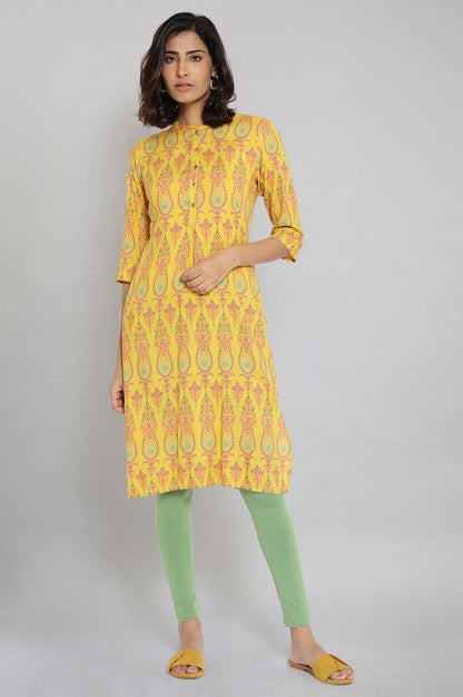 W for Woman Mustard Printed Button Down kurta