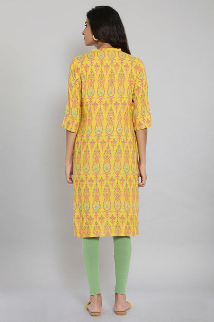 W for Woman Mustard Printed Button Down kurta