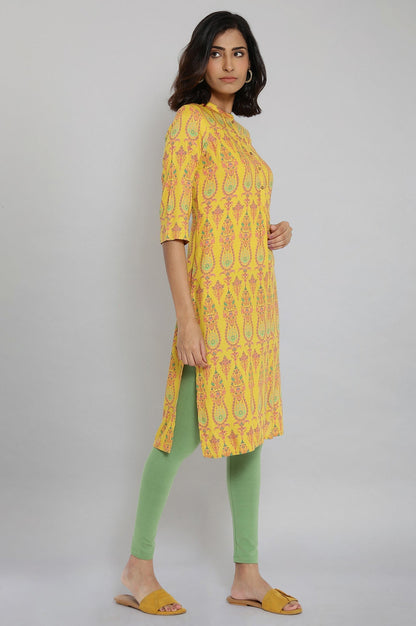 W for Woman Mustard Printed Button Down kurta