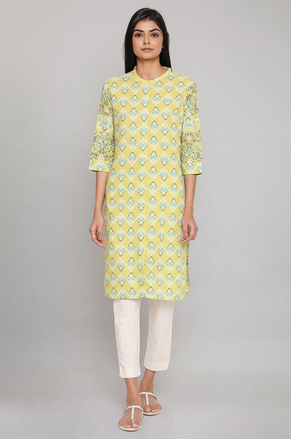 W for Woman Green Printed Button Down kurta