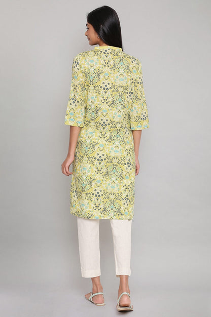 W for Woman Green Printed Button Down kurta