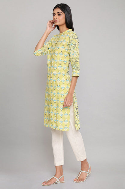 W for Woman Green Printed Button Down kurta